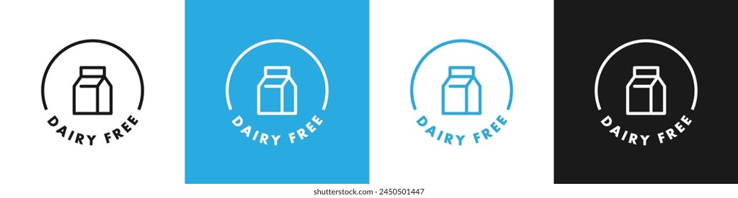 Dairy free sticker, label or template set. Dairy free icon sign. Diet concept. Healthy eating. Natural and organic foods.