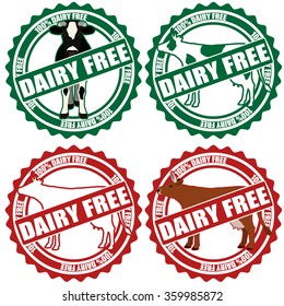 Dairy free sticker set isolated on white background. Vector illustration.