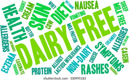 Dairy Free word cloud on a white background. 