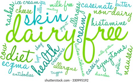 Dairy Free word cloud on a white background. 