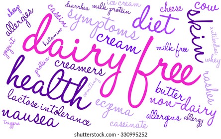Dairy Free word cloud on a white background. 