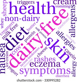 Dairy Free word cloud on a white background. 