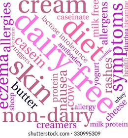 Dairy Free word cloud on a white background. 