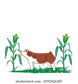 dairy goat and corn with separate white background