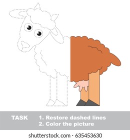 Dairy Goat. Dot to dot educational game for kids. Half tracing page.