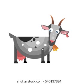 Dairy goat. The farmer's domestic cloven-hoofed animals. Vector illustration of isolated.