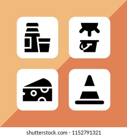 dairy icon. 4 dairy set with diary product, cheese, milk and cone vector icons for web and mobile app