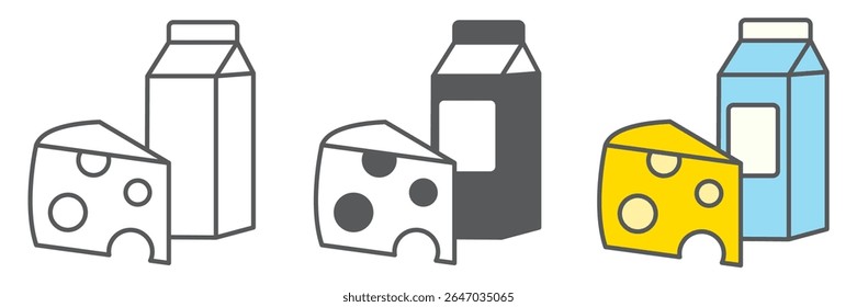 Dairy icon collection, milk and cheese, dairy sign vector set graphics, editable stroke linear icon, eps 10