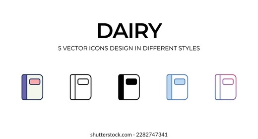 Dairy Icon Design in Five style with Editable Stroke. Line, Solid, Flat Line, Duo Tone Color, and Color Gradient Line. Suitable for Web Page, Mobile App, UI, UX�and�GUI�design.