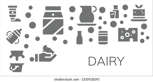 dairy icon set. 11 filled dairy icons.  Simple modern icons about  - Cream, Milk, Feeding bottle, Baby food, Jug, Cheese, Mousse