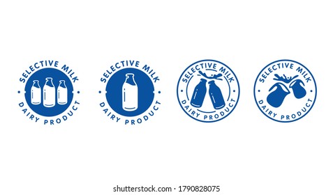 Dairy logo. Milk symbol set. Milk organic logo collection with different ideas and shapes. Food and drink sign elements.