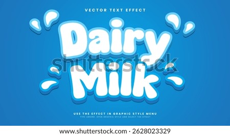 Dairy Milk 3d editable text effect Template suitable for fresh food