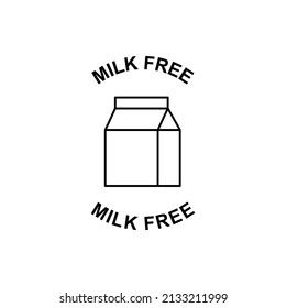 Dairy milk free label icon in black line style icon, style isolated on white background