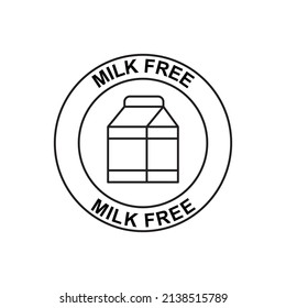 Dairy milk free label icon in black line style icon, style isolated on white background