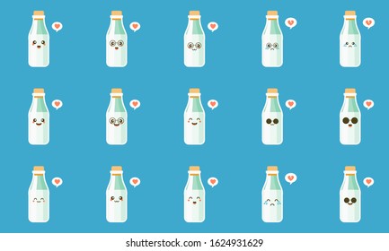 dairy milk healthy Food concept. Emoji Emoticon collection. Cartoon characters for kids coloring book, colouring pages, t-shirt print, icon, logo, label, patch, sticker.  kawaii and cute food design 