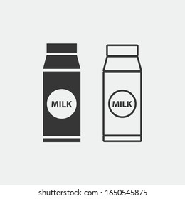 dairy milk package icon set solid and line vector icon