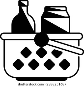 Dairy and Milk products in basket Concept, Thanksgiving Day Essentials Vector Icon Design, Harvest festival Symbol, Secular holiday Sign, Religious and cultural traditions Stock Illustration