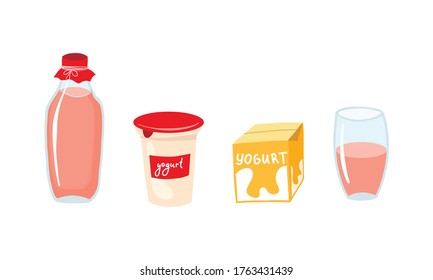 Dairy milk products isolated