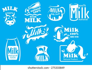 Dairy and milk products and symbols for fresh natural food design