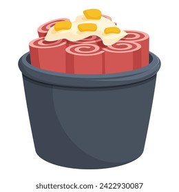 Dairy mix icy food icon cartoon vector. Fried ice cream. Summer party