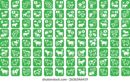 Dairy plant icons set. Milk production stages from harvesting to sale, linear icon collection. Line with Editable File. Dairy Farm Icon. Farming Icons Acme Series