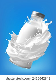 Dairy poster. Milk products ads placard decent 3d vector template