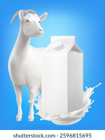 Dairy poster. Milk products Goat and splash of design element, Mesh gradient wes with goat splash of milk as a design element.
