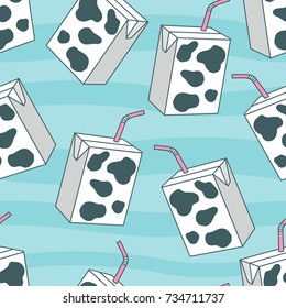 Dairy produce: hand drawn seamless pattern. Colored illustration with dairy products. Decorative wallpaper, good for printing. Colorful overlapping background vector