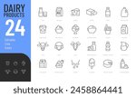 Dairy Product Editable Icons set. Vector illustration in modern thin line style of food related icons: milk, butter, cheese, and more. Pictograms and infographics for mobile apps. 