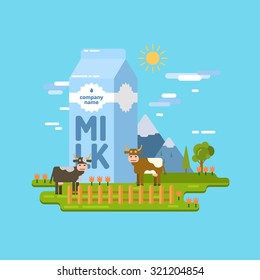 Dairy product. Farm. Illustration for advertising, design and web.