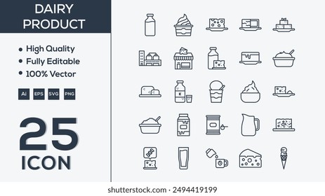 Dairy product icon collection vector illustrator