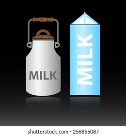 dairy product milk in two types of bottles eps10