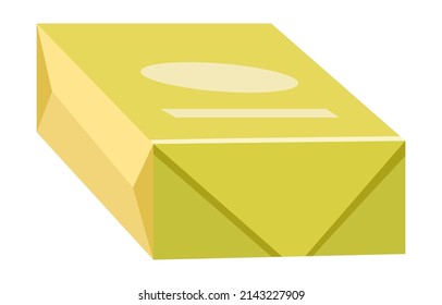 Dairy product in package, organic and natural fatty butter. Assortment of food and ingredients for cooking, baking and preparing meal. Isolated icon of farm made delicious good. Vector in flat style