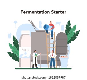 Dairy production industry. Dairy natural products for breakfast. Milk, cheese, butter: healthy organic food. Dairy fermentation. Flat vector illustration