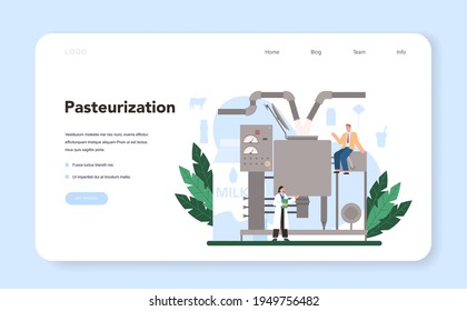 Dairy production industry web banner or landing page. Dairy natural products
