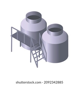 Dairy production isometric composition with isolated image of plant facility vector illustration