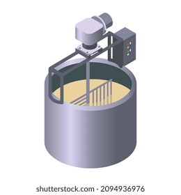 Composición isométrica de la producción láctea con imagen aislada de la ilustración vectorial de la instalación vegetal