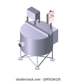 Dairy production isometric composition with isolated image of plant facility vector illustration