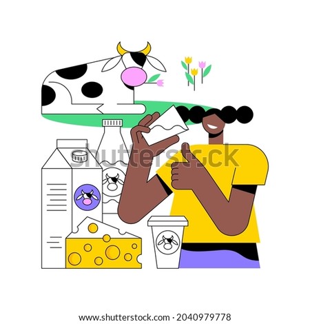 Dairy products abstract concept vector illustration. Milk based nutrition, dairy products production, fermented milk, domestic animal, food processing, calcium content abstract metaphor.
