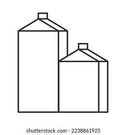 dairy products in cardboard packages, linear icon on a white background. vector illustration.
