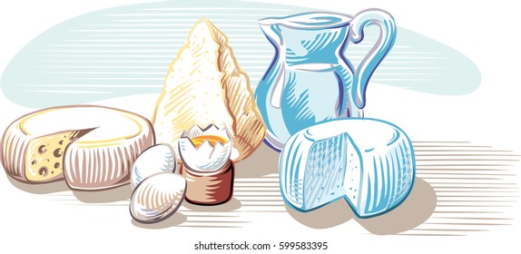 Dairy products and eggs, on a plane.