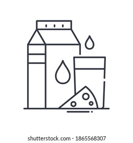 Dairy products icon, linear isolated illustration, thin line vector, web design sign, outline concept symbol with editable stroke on white background.
