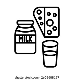 Dairy Products Icon Vector Line Icon Design