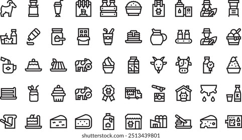Dairy products icons High-Quality Vector Icons Collection with Editable Stroke. Ideal for Professional and Creative Projects.