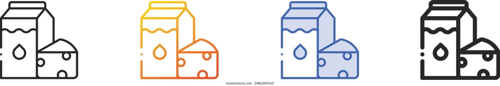 Icono de los productos lácteos. Diseño lineal delgado, degradado, trazo azul y estilo audaz aislado sobre fondo blanco