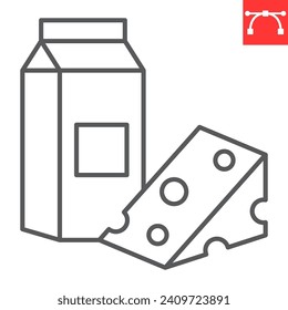 Dairy products line icon, grocery store and food , milk and cheese vector icon, vector graphics, editable stroke outline sign, eps 10.
