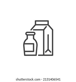 Dairy products line icon. linear style sign for mobile concept and web design. Milk pack and bottle outline vector icon. Symbol, logo illustration. Vector graphics