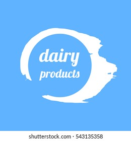 Dairy products logo design element. Vector milk blot icon. Abstract ink splash. Hand drawn vector illustration.
