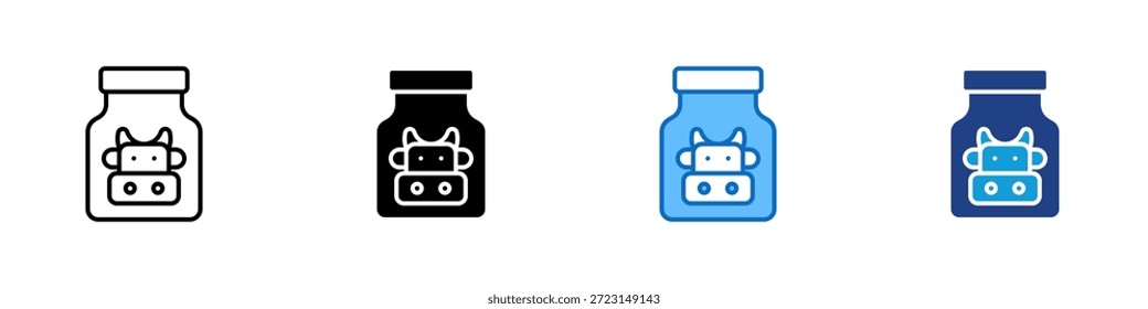 Vector de diseño de icono de estilo múltiple de Productos lácteos: símbolo de tarro de leche que representa alimentos lácteos y nutrición o intolerancia relacionada con la lactosa