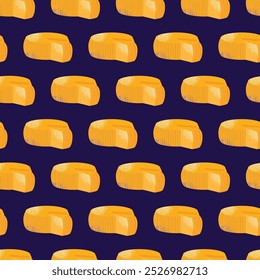 Productos lácteos sin patrón. Leche, kéfir y yogur, envases de cartón botella. Diferentes quesos, mantequilla y crema. Ilustración vectorial de alimentos saludables de granja orgánica aislada en el fondo